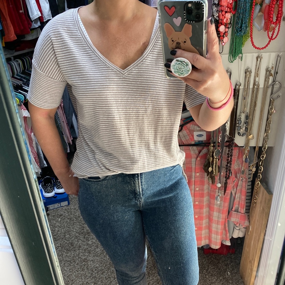 EUC striped boyfriend tee